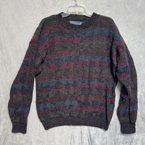Crossings Sweater M Geometric Crewneck Made USA Pullover 90s Style Aztec Retro
